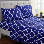 Mellanni Bed Sheet Set - Brushed Microfiber 1800 Bedding - Wrinkle, Fade, Stain Resistant - 4 Piece (Quatrefoil Imperial Blue)