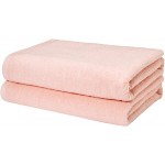 AmazonBasics Quick-Dry, Luxurious, Soft, 100% Cotton Towels, Petal Pink - Set of 2 Bath Towels