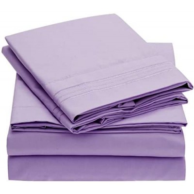 Mellanni Bed Sheet Set - Brushed Microfiber 1800 Bedding - Wrinkle, Fade, Stain Resistant - 4 Piece (Violet)