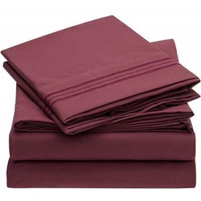 Mellanni Bed Sheet Set - Brushed Microfiber 1800 Bedding - Wrinkle, Fade, Stain Resistant - 4 Piece (Burgundy)