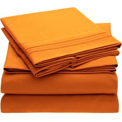 Mellanni Bed Sheet Set - Brushed Microfiber 1800 Bedding - Wrinkle, Fade, Stain Resistant - 4 Piece (Persimmon)